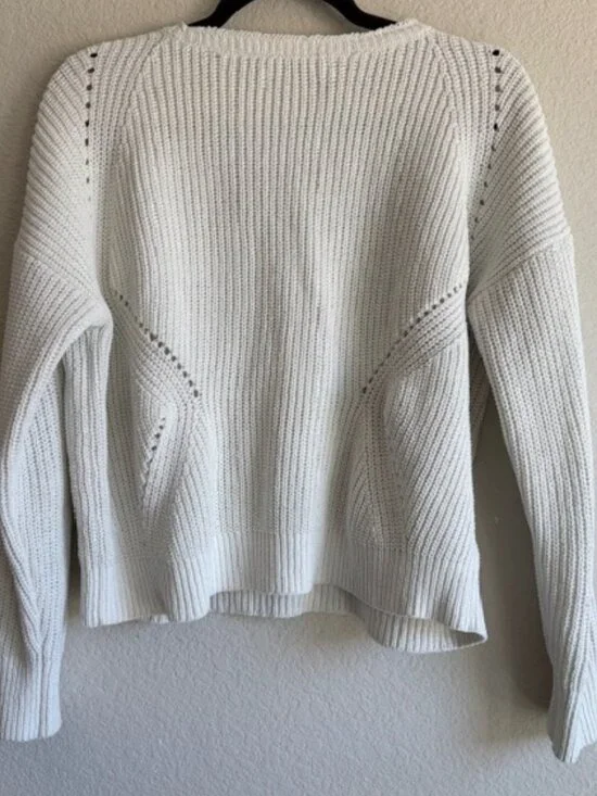 Abercrombie & Fitch Women S Off-White Soft A&F Collection V-Neck Sweater Preppy - Picture 3 of 6